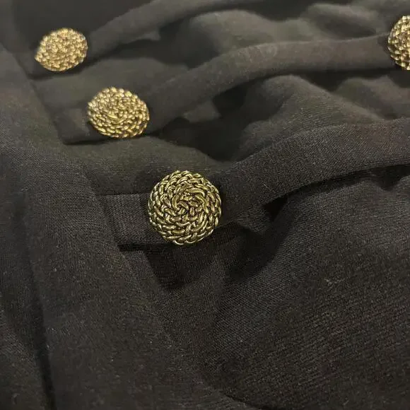 Anthropologie Corey Lynn Calter Black‎ Preppy Dress with Gold Buttons size 8 - Picture 2 of 8